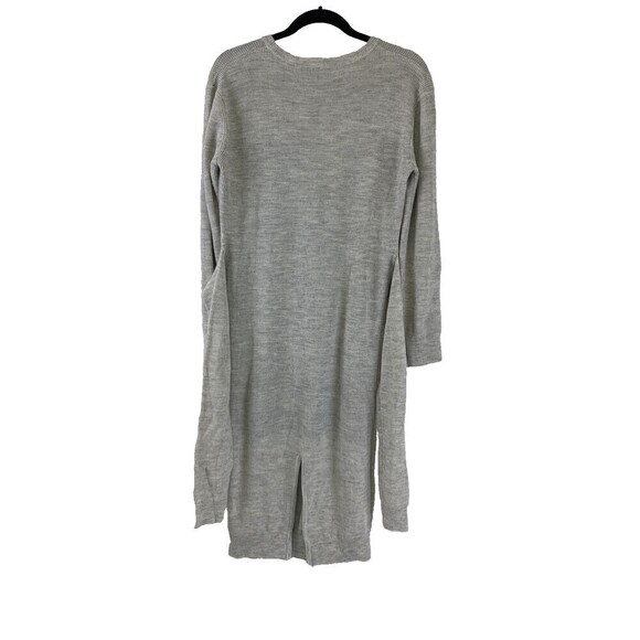 Modern Citizen Long Sleeve Sweater Dress Gray Bodycon Tie Waist Midi Ribbed Med - Picture 7 of 15